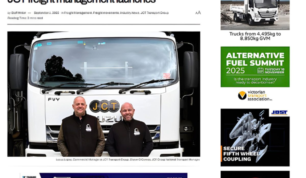 Prime Mover Magazine announce launch of JCT Freight Management